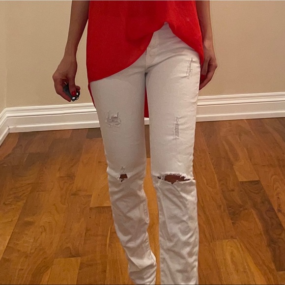 Premium collection White ripped low rise jeans - Picture 1 of 5
